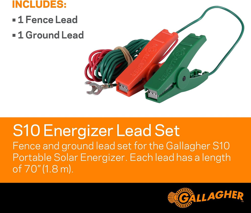 Fence Charger Leadset | Energizer Output Lead Set | Electric Fence Energizer Accessory with Red & Green Alligator