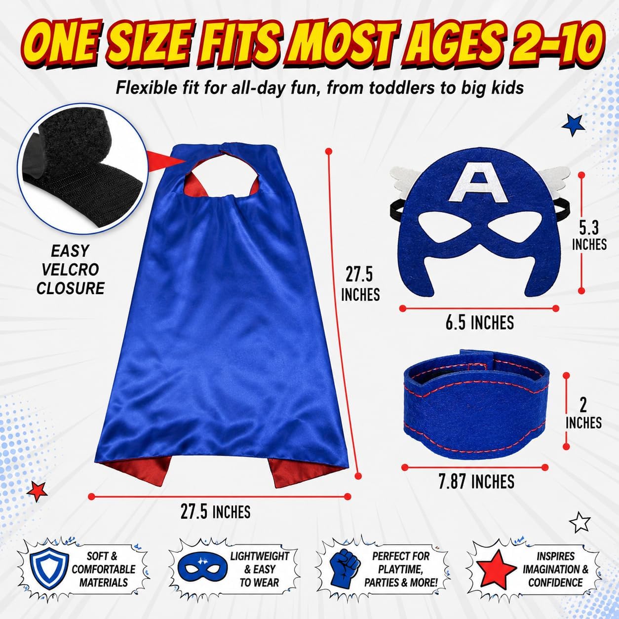 Superhero Capes and Masks for Kids - Satin Capes and Felt Masks for Boys