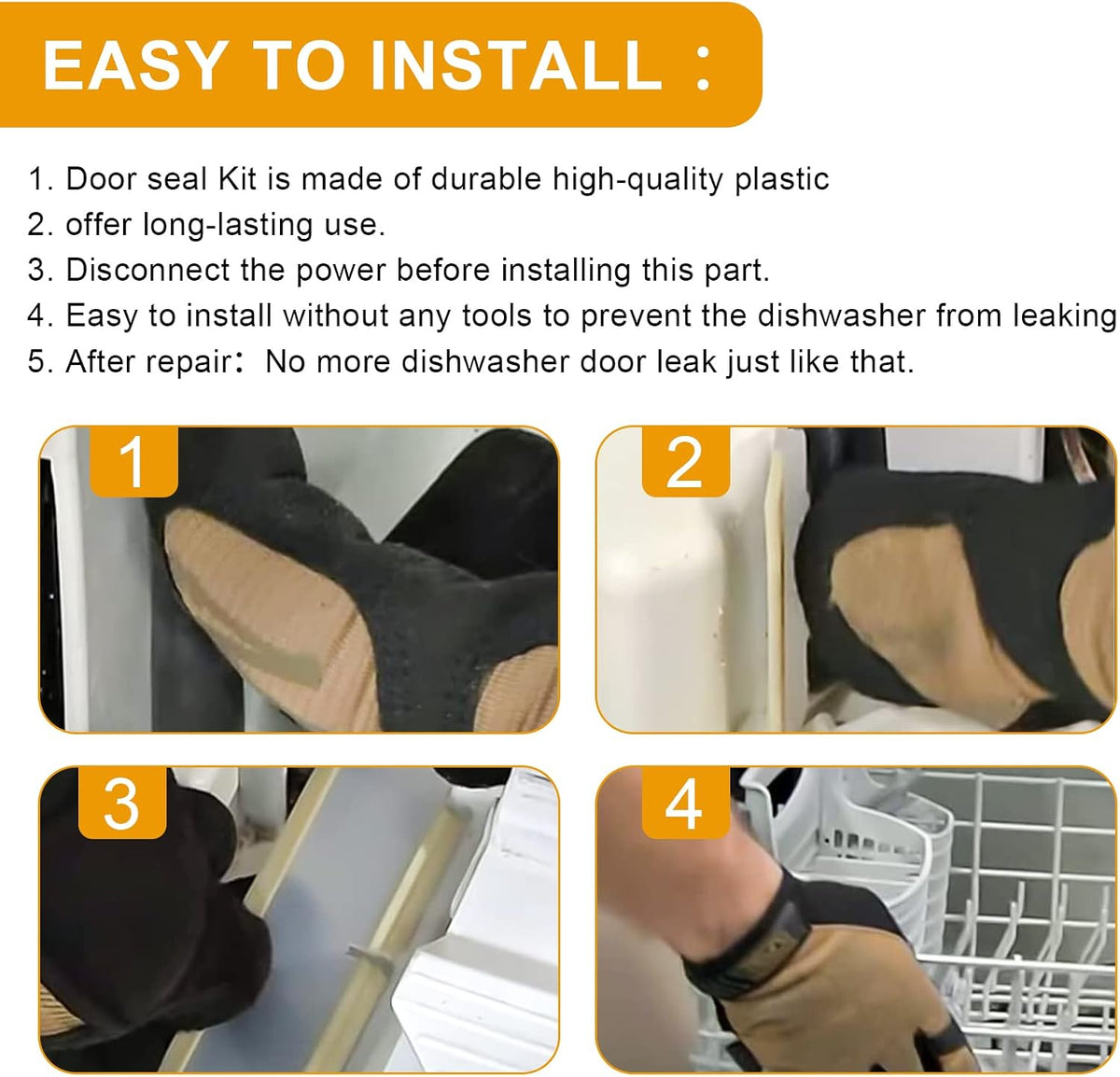 154827601 for Frigidaire Dishwasher Door Gasket Seal Replacement Kit