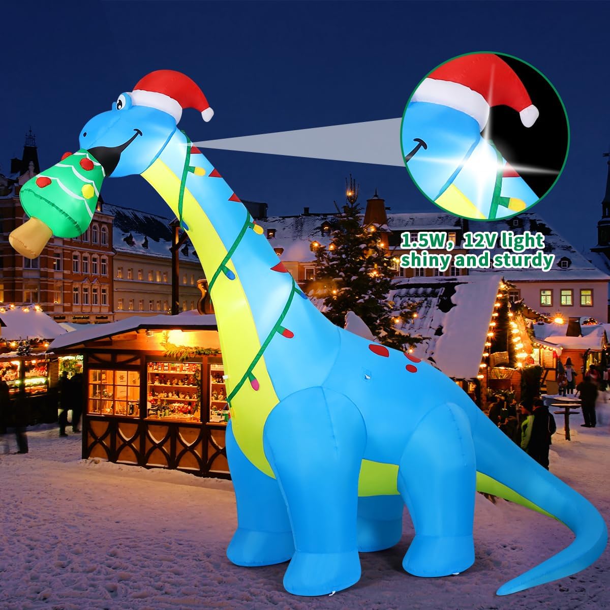 10FT Christmas Inflatables Dinosaur with Christmas Tree Yard Decor | Built-in LEDs and dinosaur with Christmas tree