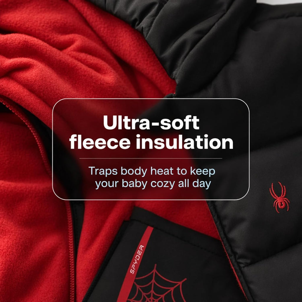 Toddler Snow Suit - Fleece Lined Baby Snowsuit, Fold-Over Cuffs | Soft-touch insulation, polar fleece inner lining