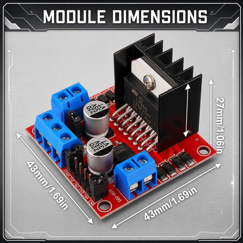 6-Pack L298N Motor Driver Dual H-Bridge, 3.3V/5V Logic