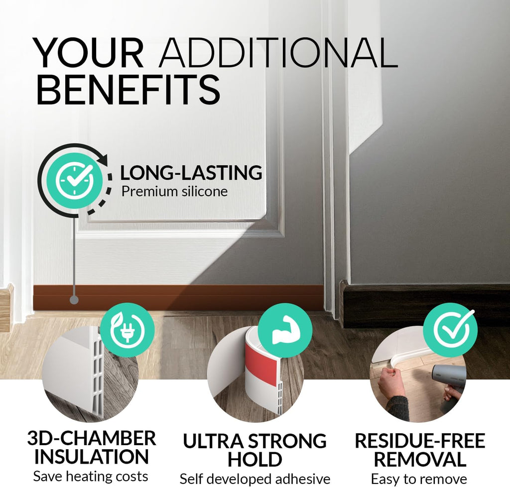 door draft stoppers for bottom of door - NEW premium door sweep / door seal strip (save energy – installs quickly and