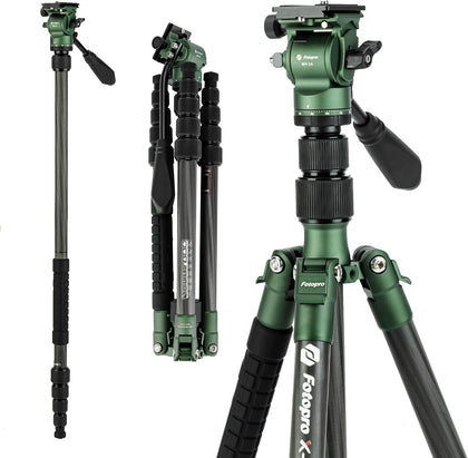 62" Carbon Fiber Travel Tripod, Lightweight Compact Video Tripods with Fluid Head, Detachable Monopod with Arca-Swiss
