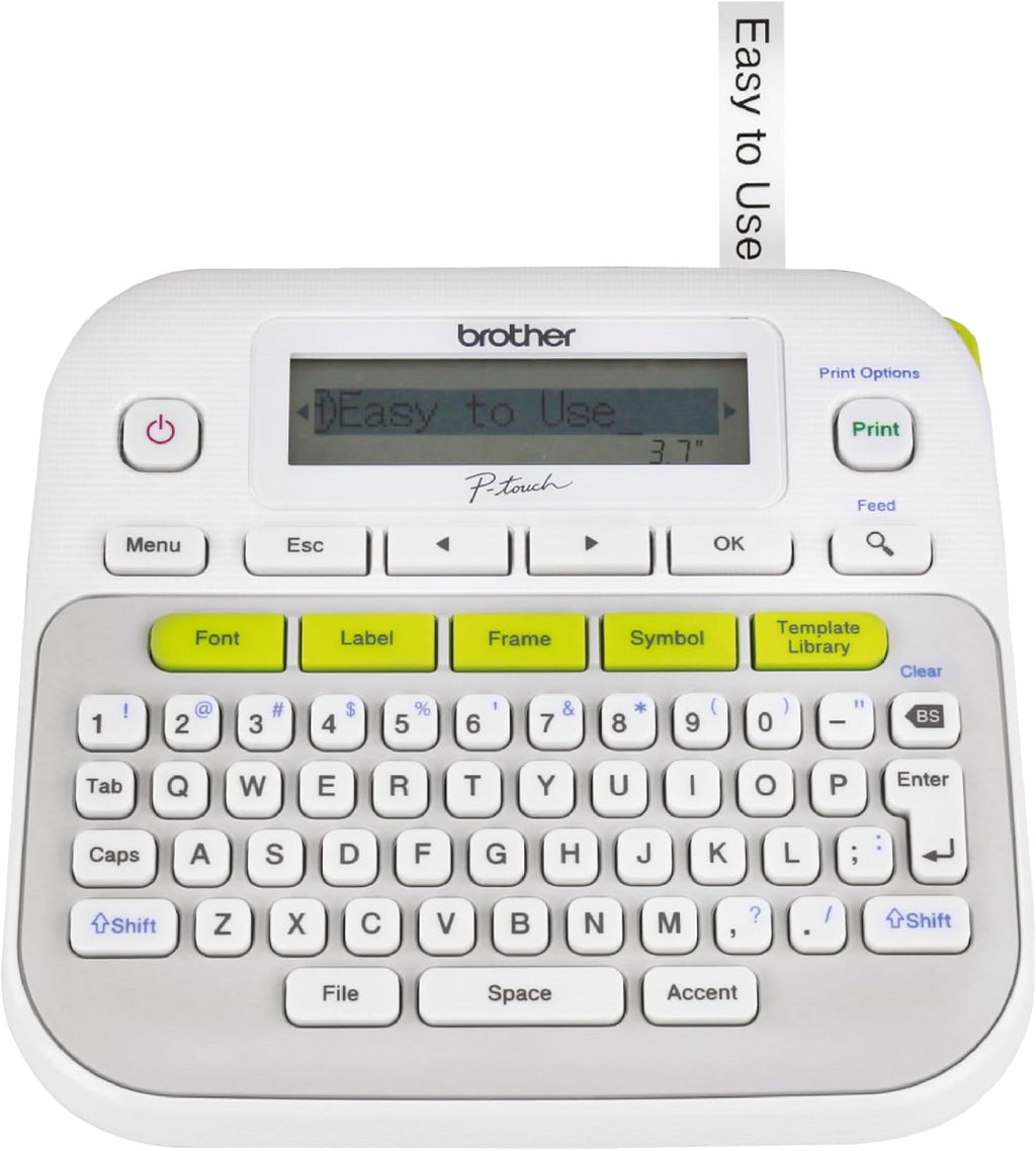 P-touch, PTD210, Easy-to-Use Monochrome Label Maker, One-Touch Keys, Multiple Font Styles, 27 User-Friendly