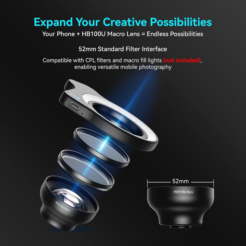 100Ultra Macro Lens - Enhanced Version Smartphone Lens for iPhone | for Samsung, Pixel | Professional Macro
