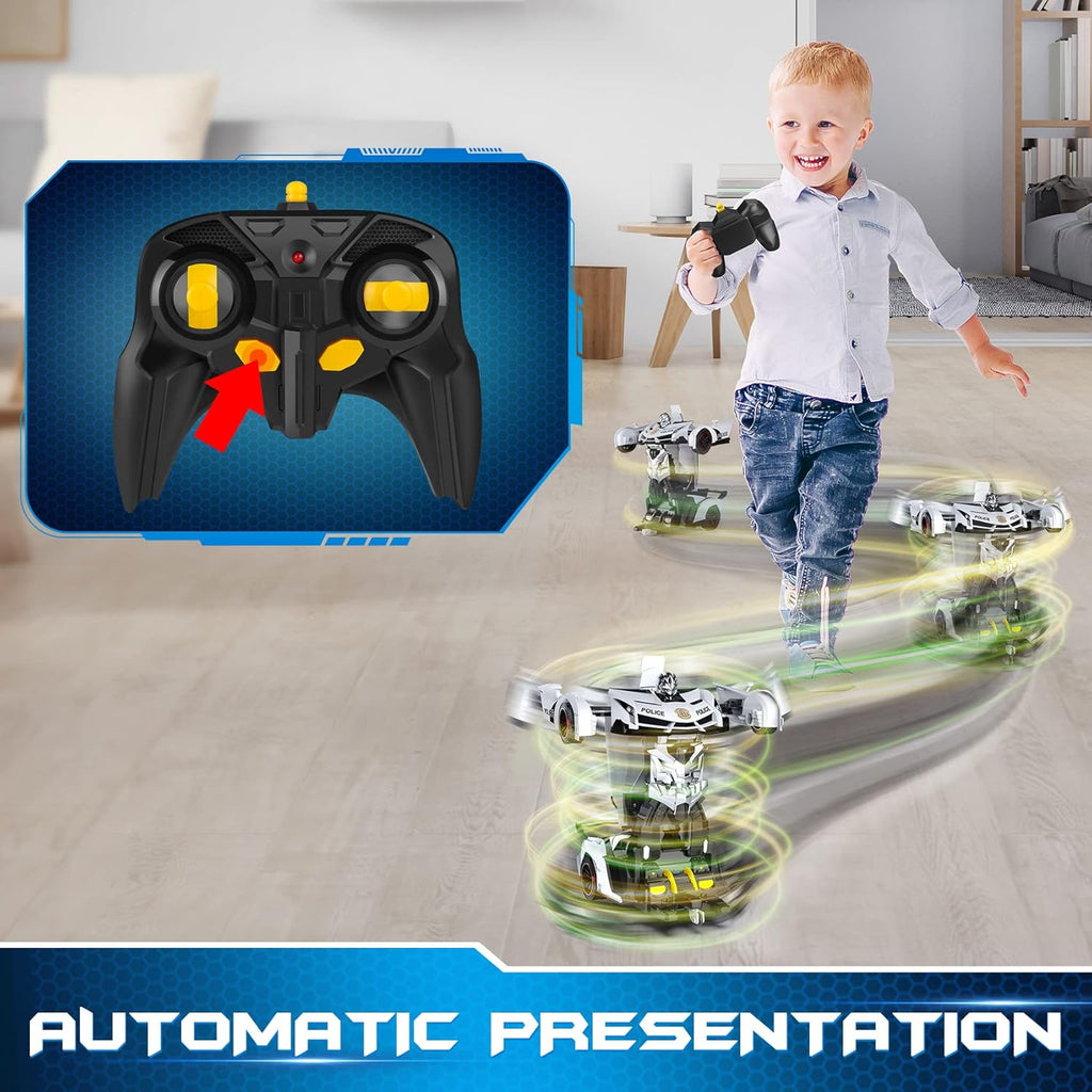 Remote Control Car - Transform Toys Car Robot, One Button Deformation to Robot with Flashing Light, 2.4Ghz 1:18 Scale