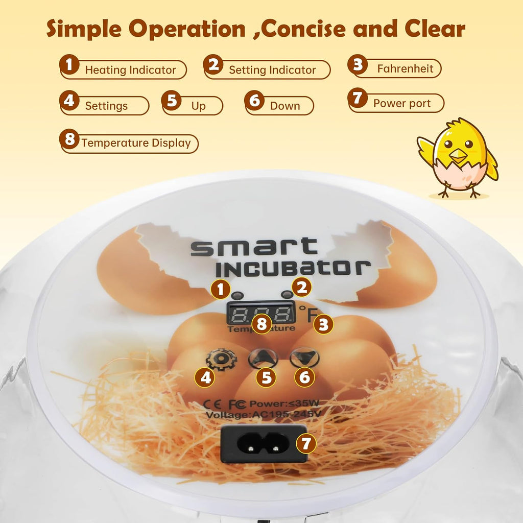 Egg Incubator for Hatching Chicks, Automatic Egg Turner Holds 12 Eggs