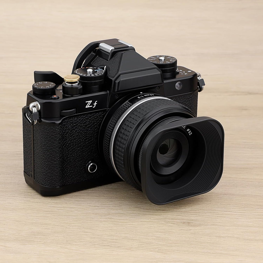 LH-E52T 52mm Square Metal Screw-in Lens Hood with Cap for 52mm Canon Nikon Sony Leica Voigtlander Nikkor Panasonic
