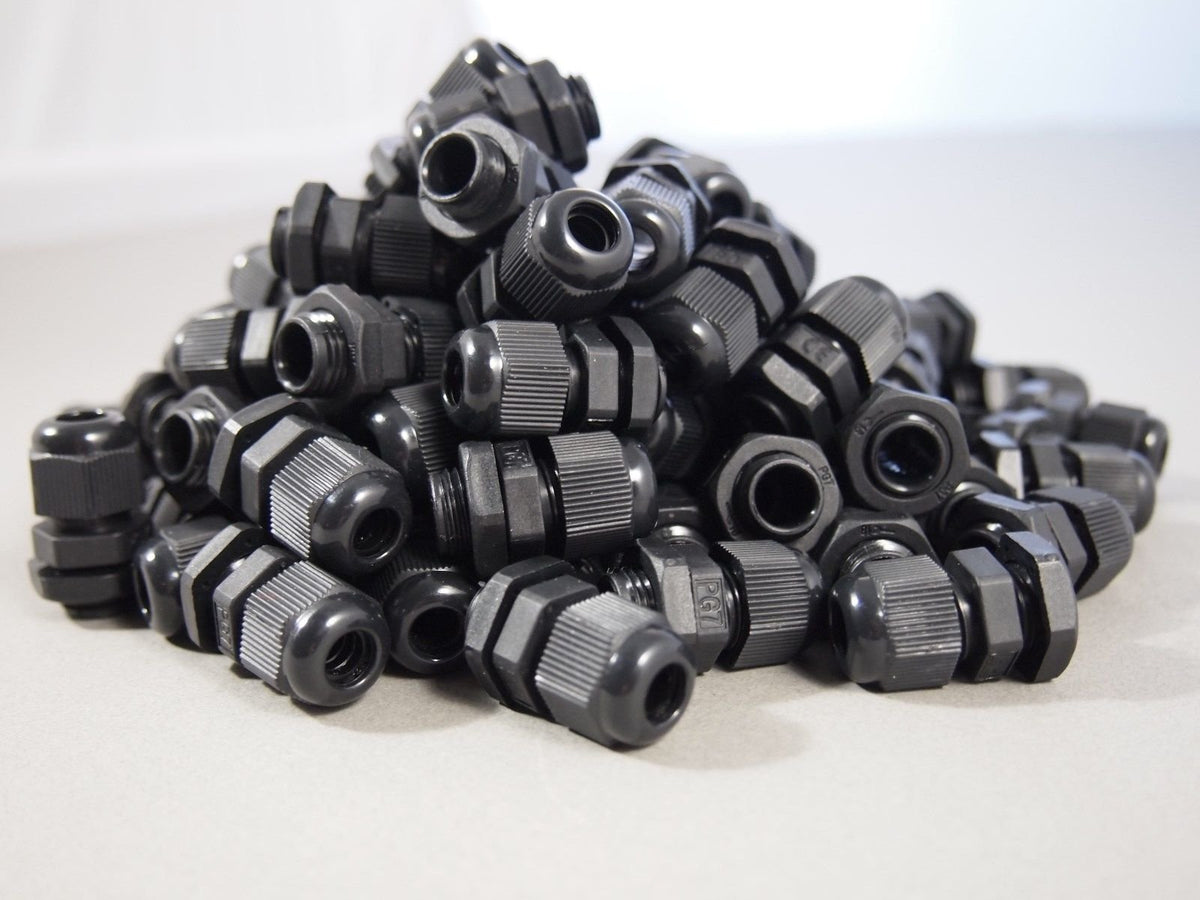 PG7 Black Nylon Waterproof Cable Gland 3.5-6 mm 10 Pack