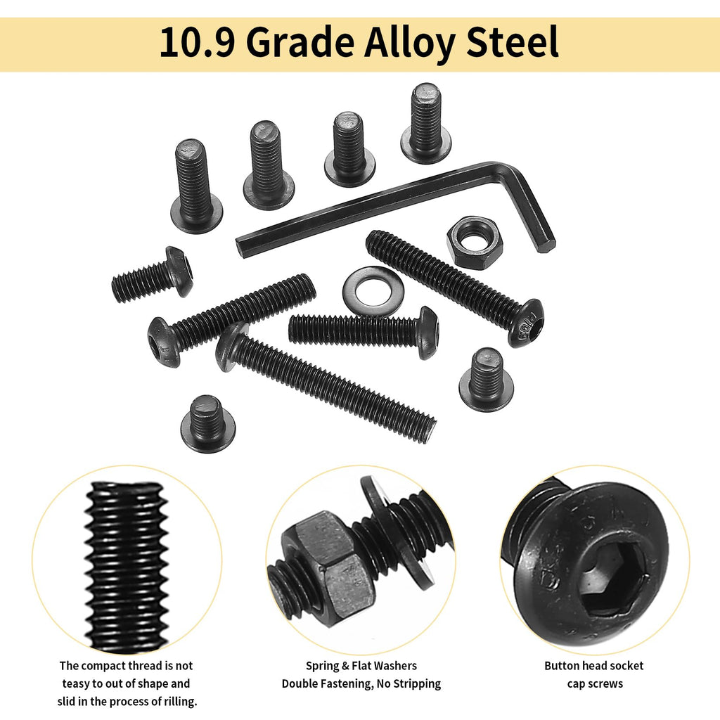 372 Pcs M6 Machine Screw Assortment Kit, M6 Metric Bolts and Nuts Assortment, Assorted Hex Socket Button Head Cap