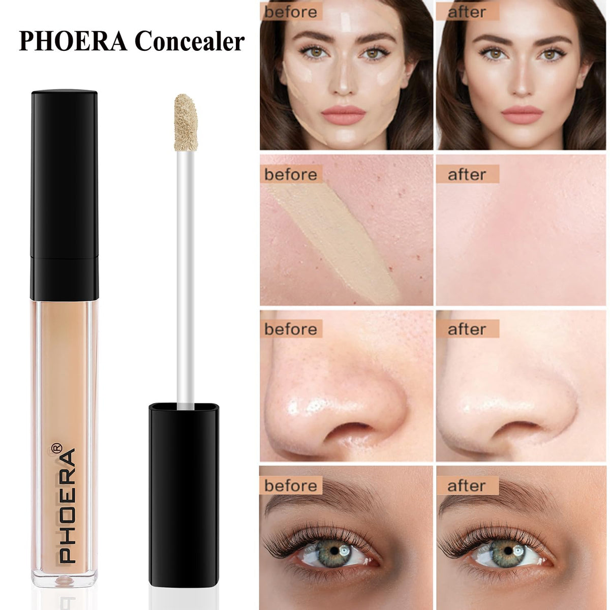 PHOERA Foundation, PHOERA Contour Palette,Shades with Highlighter & Bronzer & Blush,Up to 24 Hour Fresh Wear,PHOERA