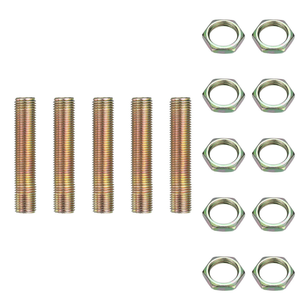 uxcell 5Pcs 1/4IP 0.6" Lamp Pipe Nipples with Lock Nut 1/4-18 Threaded