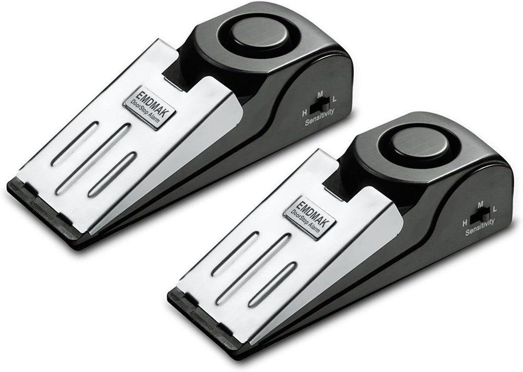 Door Stop Alarm with 120DB Siren Door Stop for Home & Travel (Black) (Pack of 2)