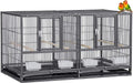 Sturdy Wrought Iron Single Stack Combo Breeding Stacker Center Divided Breeder Bird Flight Double Rolling Cage with