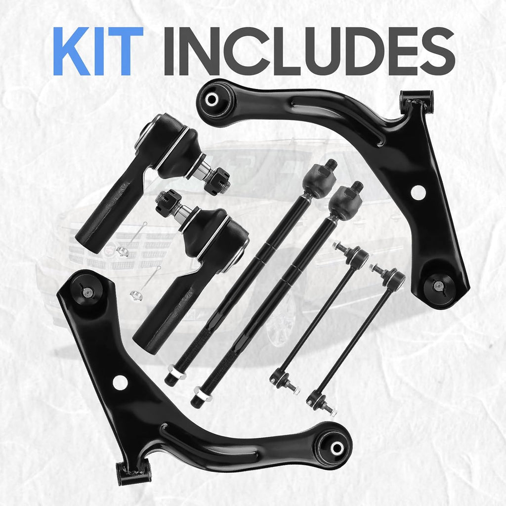 Front Lower Control Arms & Ball Joints Replacement End Suspension Kit for Ford Escape Mazda Tribute Mercury Mariner 2005-2009 (NOT FOR HYBRID), Inner Outer Tie Rods Sway Bar Links Replacement-8PCS