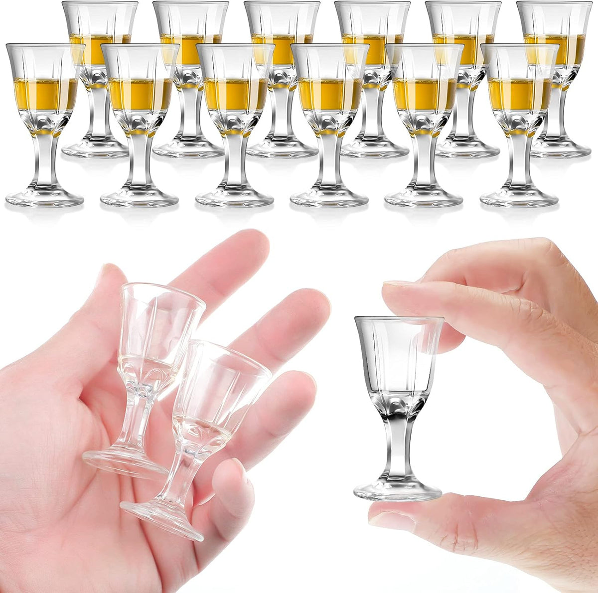 12 Pcs Mini Shot Glasses 0.4 OZ, Clear Glass Stemmed for Liquor