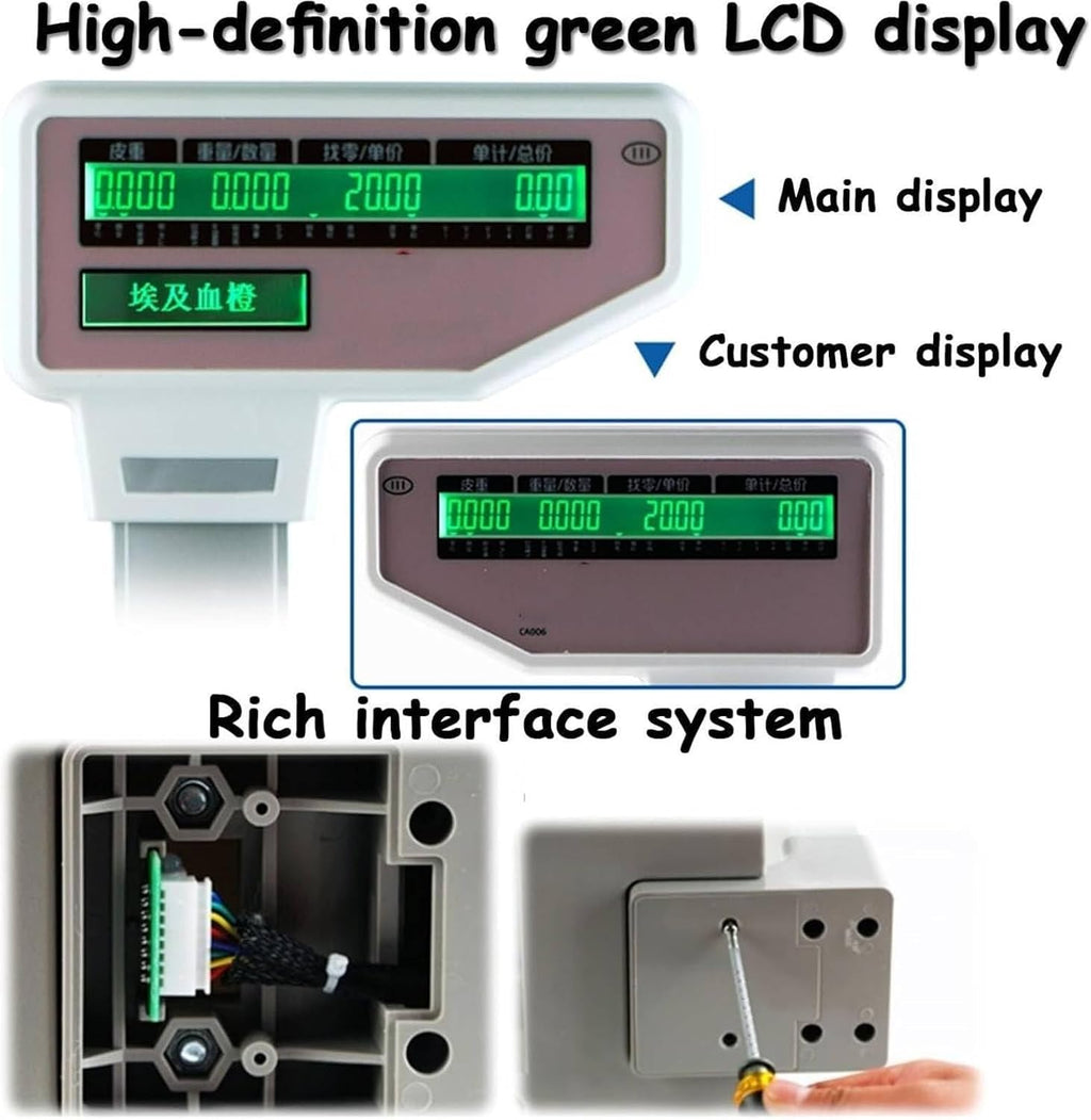 Electronic Price Computing Scale with Thermal Printer, Digital Weighing & Label Printing Scale for Supermarkets
