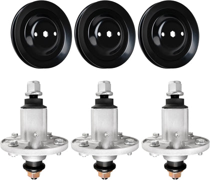 GY20454 Spindle Assembly with GX21381 Pulley for 54" Mower Deck, Compatible with John Dee-re D170 E180 LA150 LA175