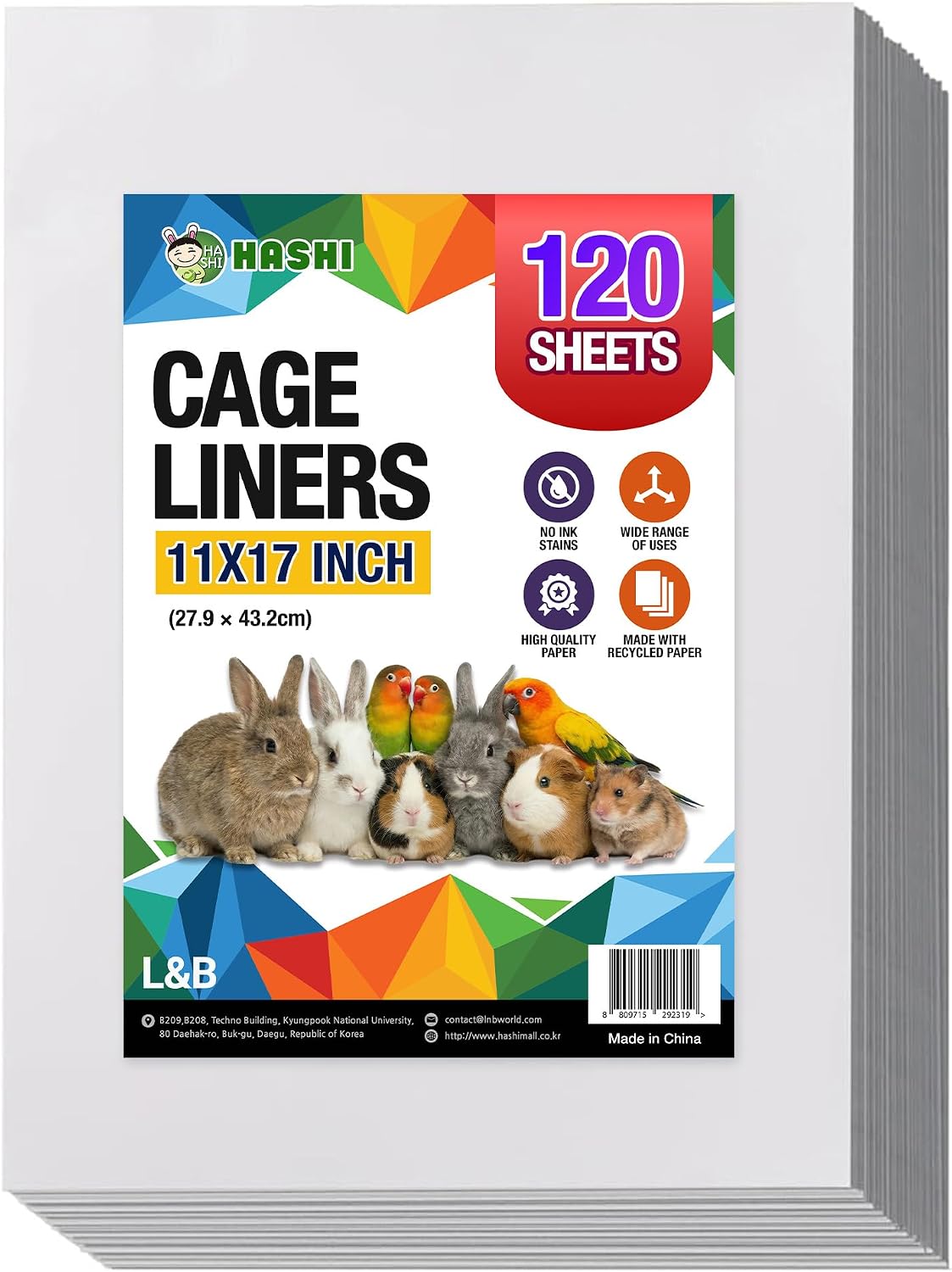 Bird Cage Liners, 11 x 17 in, 120 Unprinted Sheets, Absorbent Paper