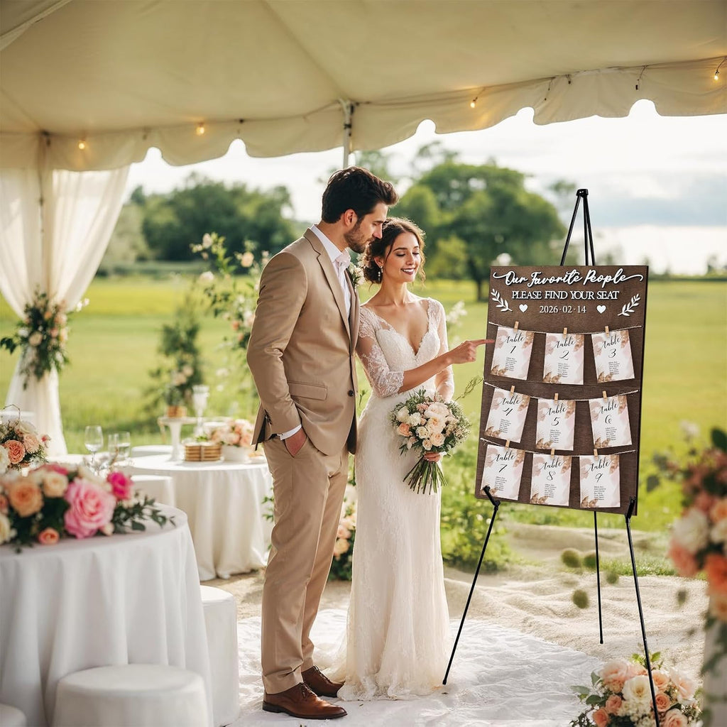 Wooden Seating Chart for Wedding Reception Display 23.6x15.7 Inch