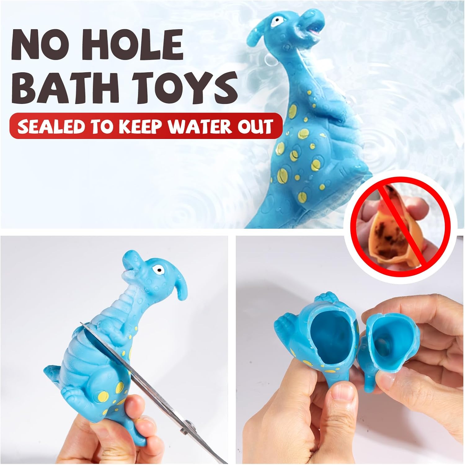 Dinosaur Bath Toys for Toddler, No Hole Baby Bathtub Shower Water Pool Toys