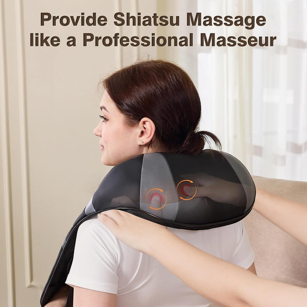 Neck Massager with Heat - Back and Neck Massager for Pain Relief Deep Tissue Shiatsu Kneading Massage Pillow, Neck