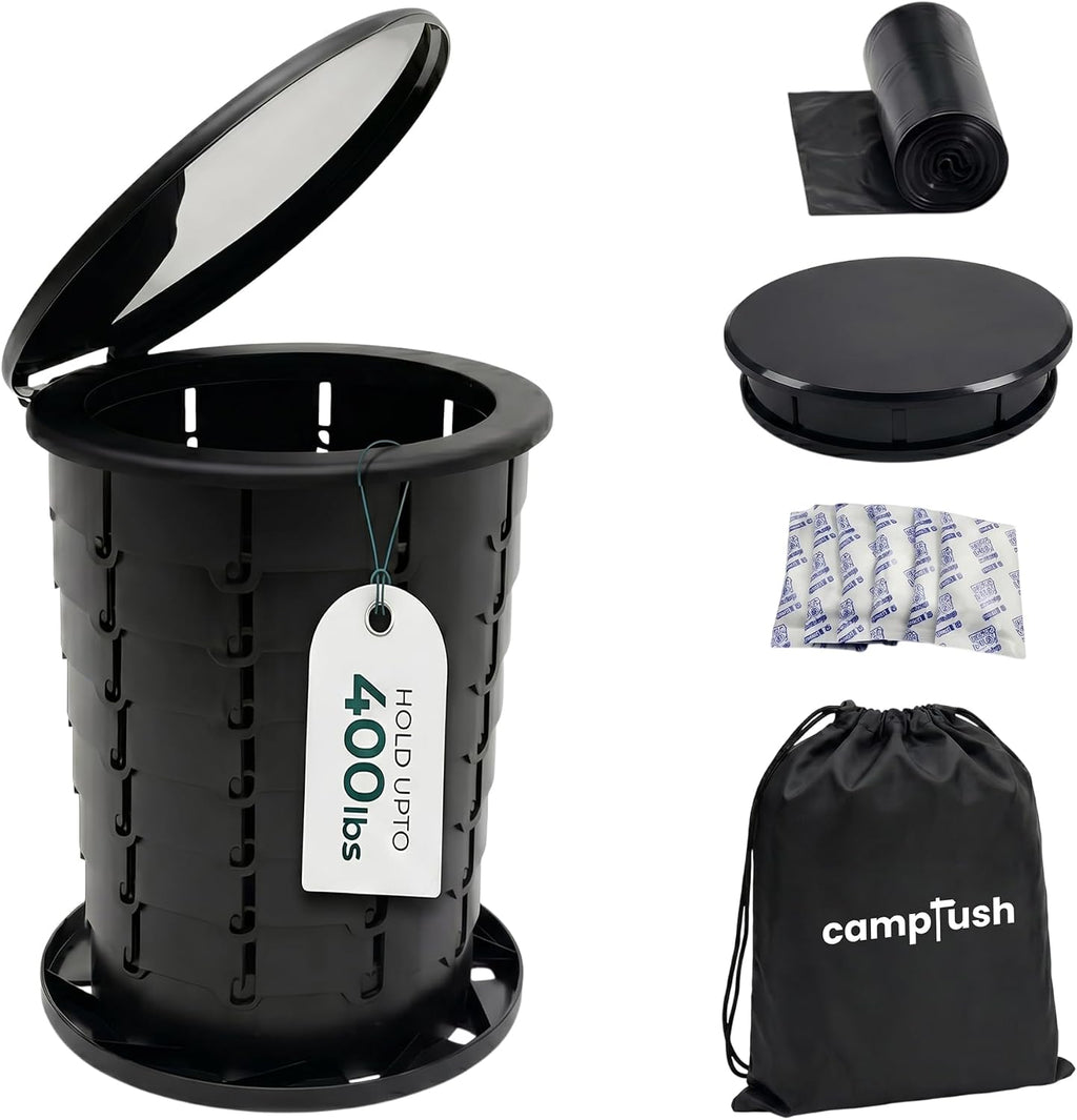 Camping Toilet - Holds Upto 400 lbs | Foldable Portable Toilet for Adults & Kids - 13" Height Adjustable |
