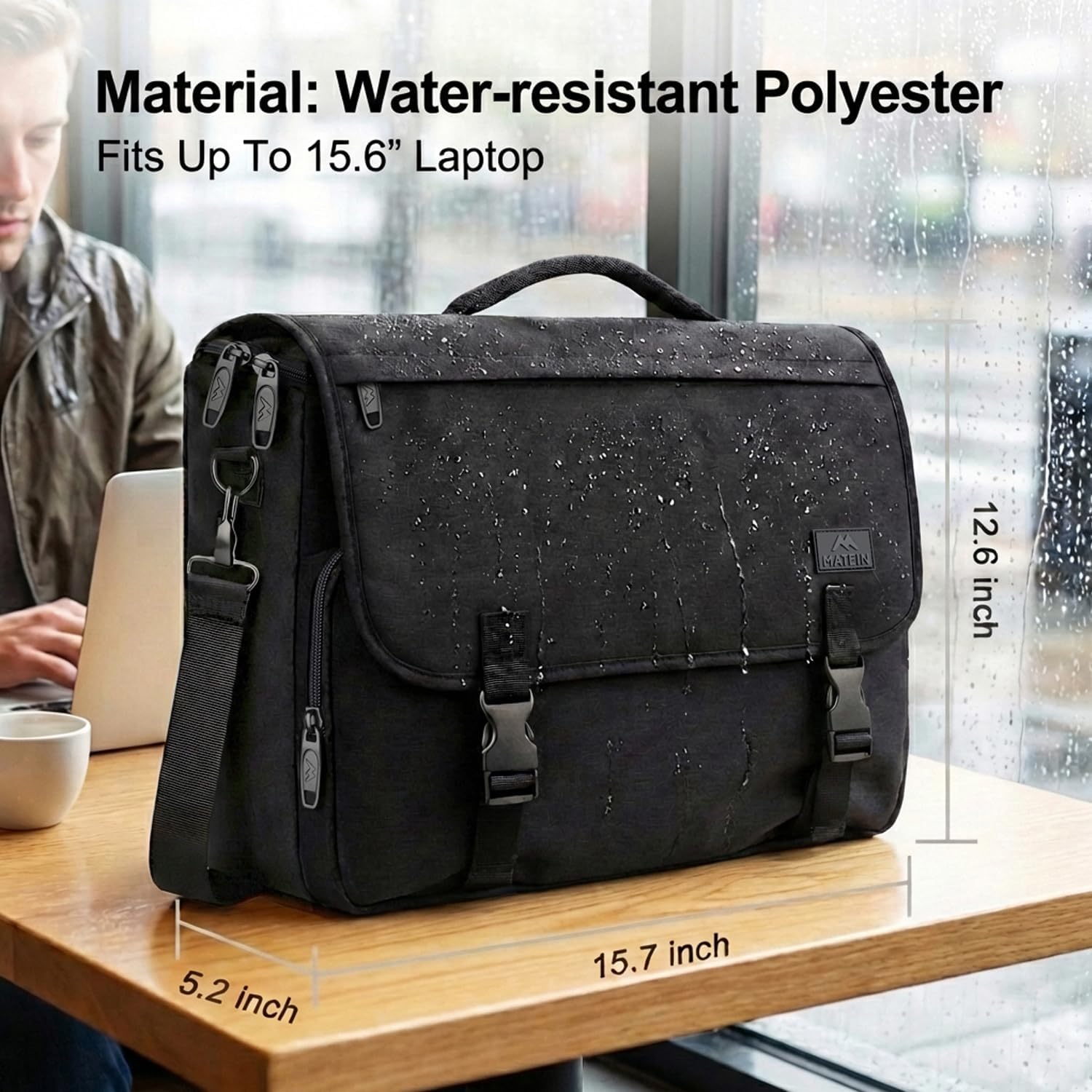 Messenger Bag for Men, Briefcases Lightweight Men's Laptop Bag 15.6 inch Water Resistant Crossbody School Satchel