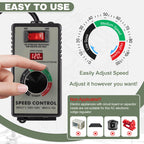 AC Motor Speed Controller, 120V 15A Speed Regulator for Brushed Motors