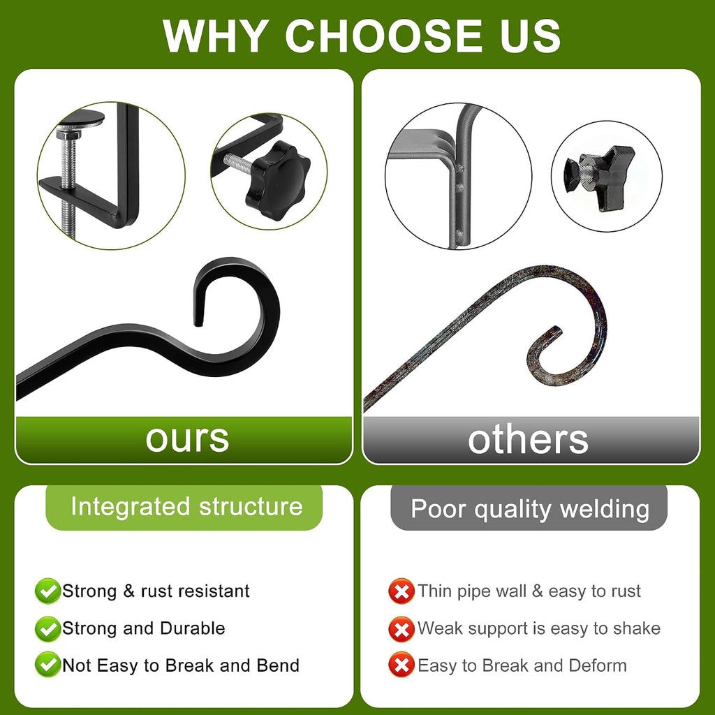 4 Pcs Deck Bird Feeder Hanger for Railing-12.5 Inch Deck Railing Plant Hanger with Non Slip Clamp-Deck Rail Planter