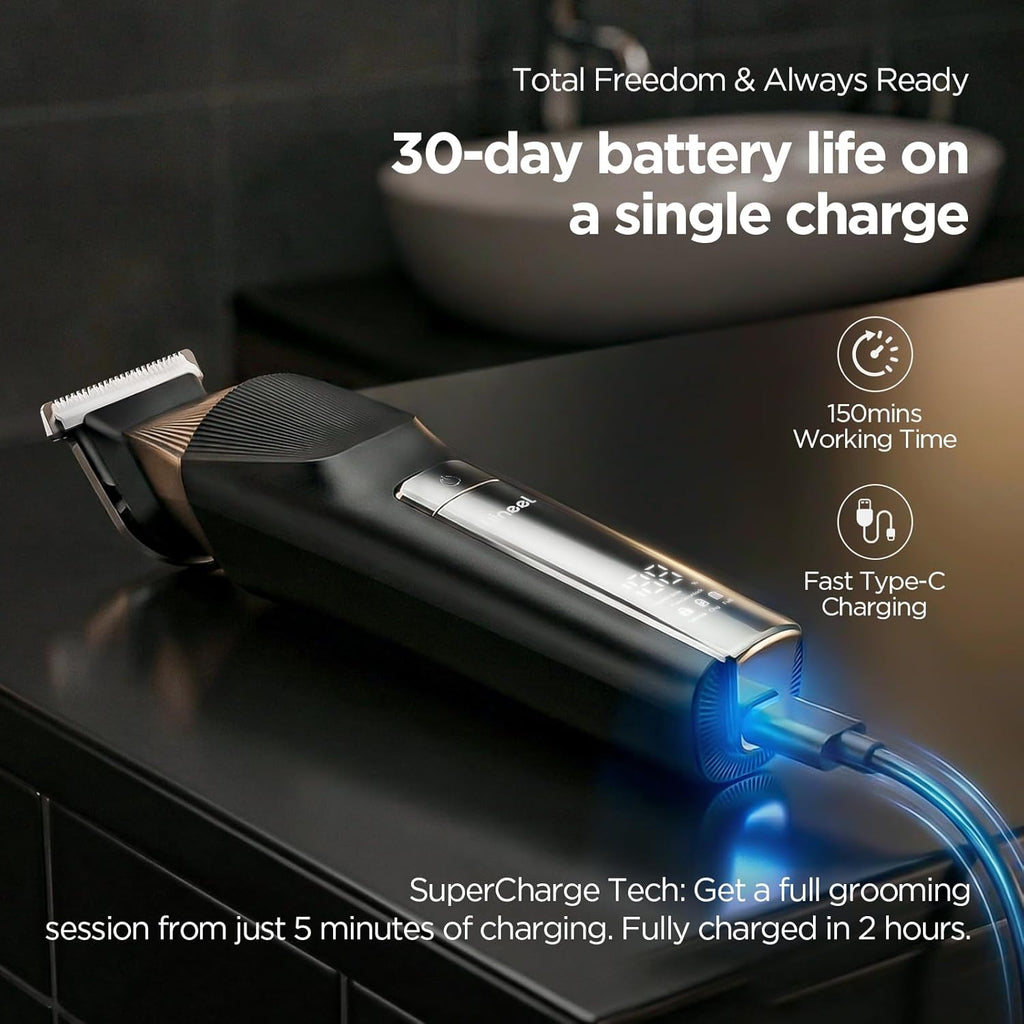 HC600 Beard Trimmer for Men, All-in-One Cordless Grooming Kit, Waterproof Electric Razor & Hair Clipper for Face