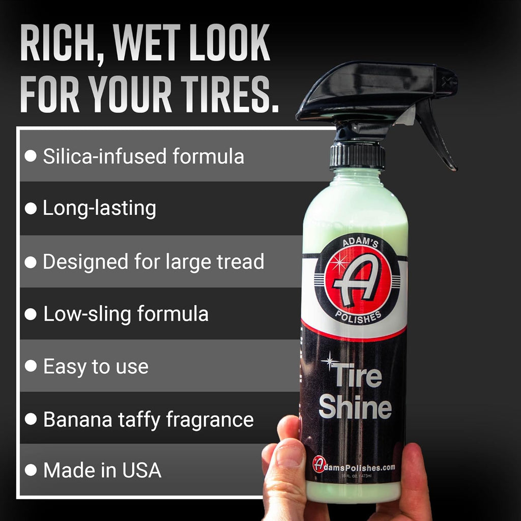 Tire Shine Combo - Spray Tire Dressing W/ SiO2 For Non Greasy Car Detailing | Use W/Tire Applicator After Tire