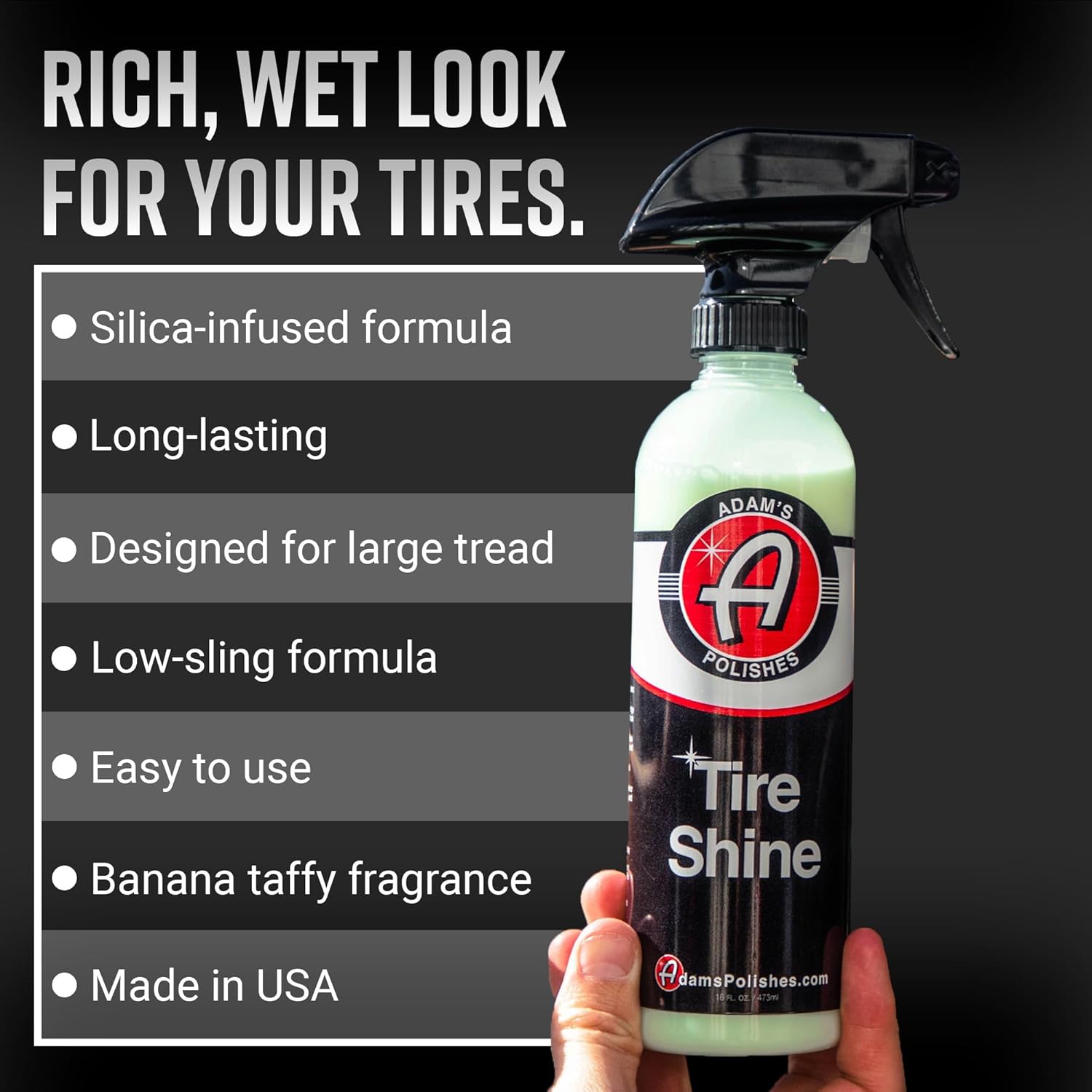 Tire Shine Combo - Spray Tire Dressing W/ SiO2 For Non Greasy Car Detailing | Use W/Tire Applicator After Tire