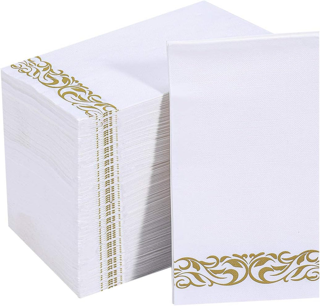 200 Pack Paper Napkins, Soft Disposable Dinner Napkins, 3 Ply, Gold