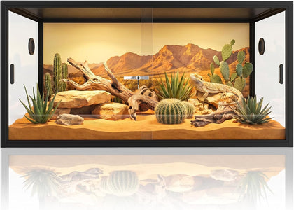 120 Gallon Reptile Enclosure 48" x 24" x 24", Front Opening Reptile Enclosure with Tempered Glass Doors, Safety Lock