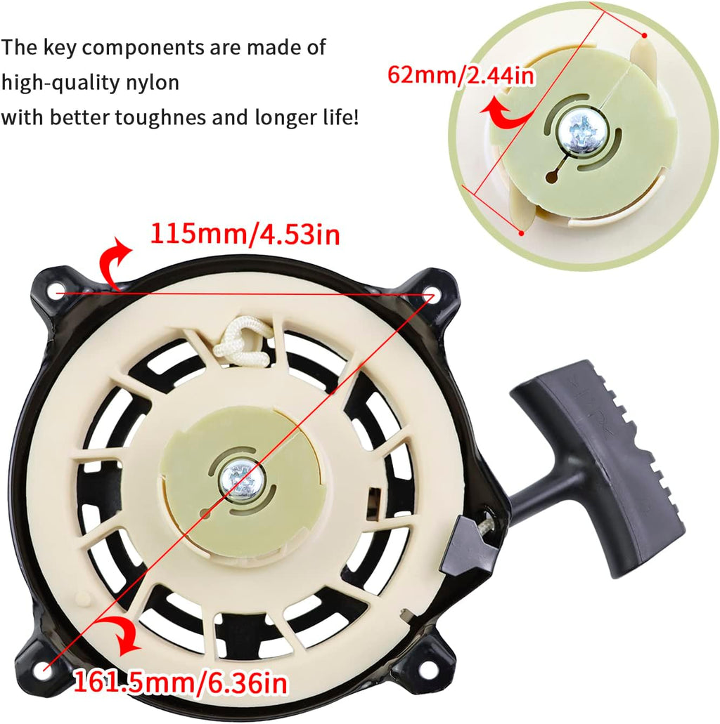 KIKITE 497680 Recoil Starter Compatible with Briggs and Stratton 497680 Pull Start Assembly 498144 Rwind Starter Toro Troy Bilt Tb210 TB230 Lawn Mower Pull Start Replace 190cc 725EX