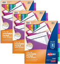 Insertable 8 Tabs Plastic Divider for 3 Ring Binders, One Pocket | 3 Sets of Durable Binder Dividers with 8 Colors