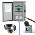 30Amp 6-Circuit Manual Generator Transfer Switch | Heavy Duty Transfer Switch Kit,L14-30 Power Inlet Box 10 Foot