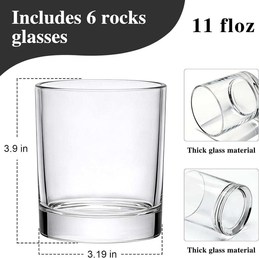 11oz Whiskey Glasses,Heavy Base Rocks Glasses Set of 12