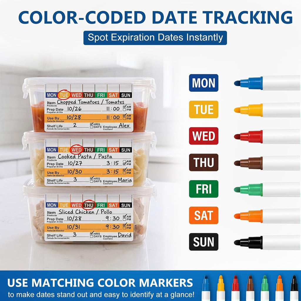 600 Pcs Dissolvable Food Label 2" x 3" with 12 Pcs 7-Color Marker