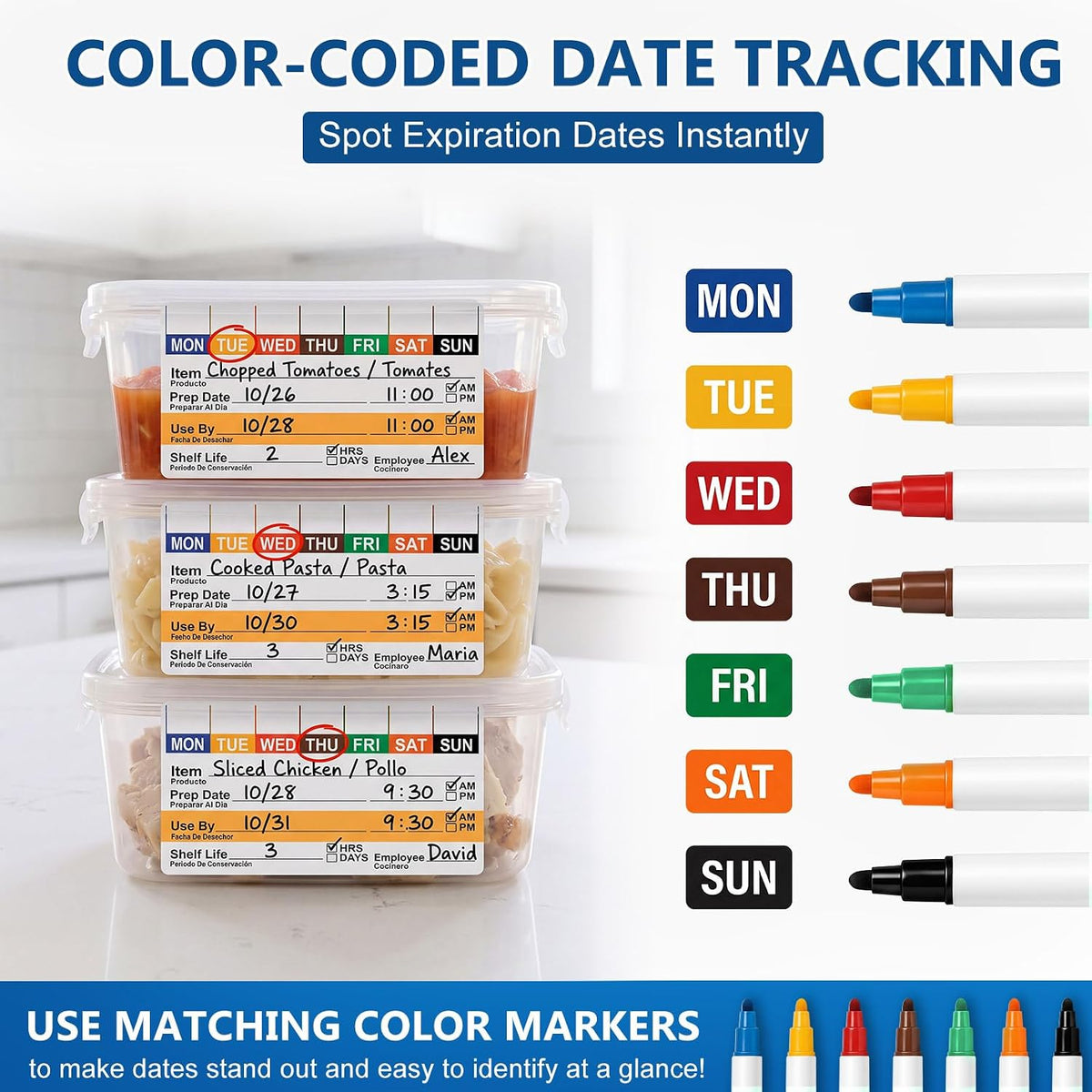 600 Pcs Dissolvable Food Label 2" x 3" with 12 Pcs 7-Color Marker
