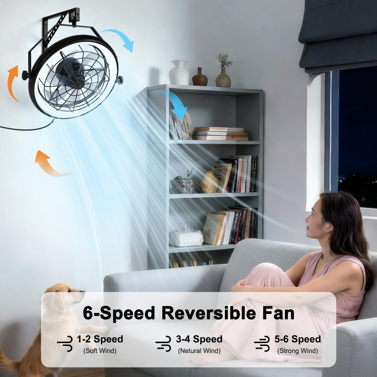 23" Wall Mount Fan with Light,Plug in Wall Fan with Remote/App Control