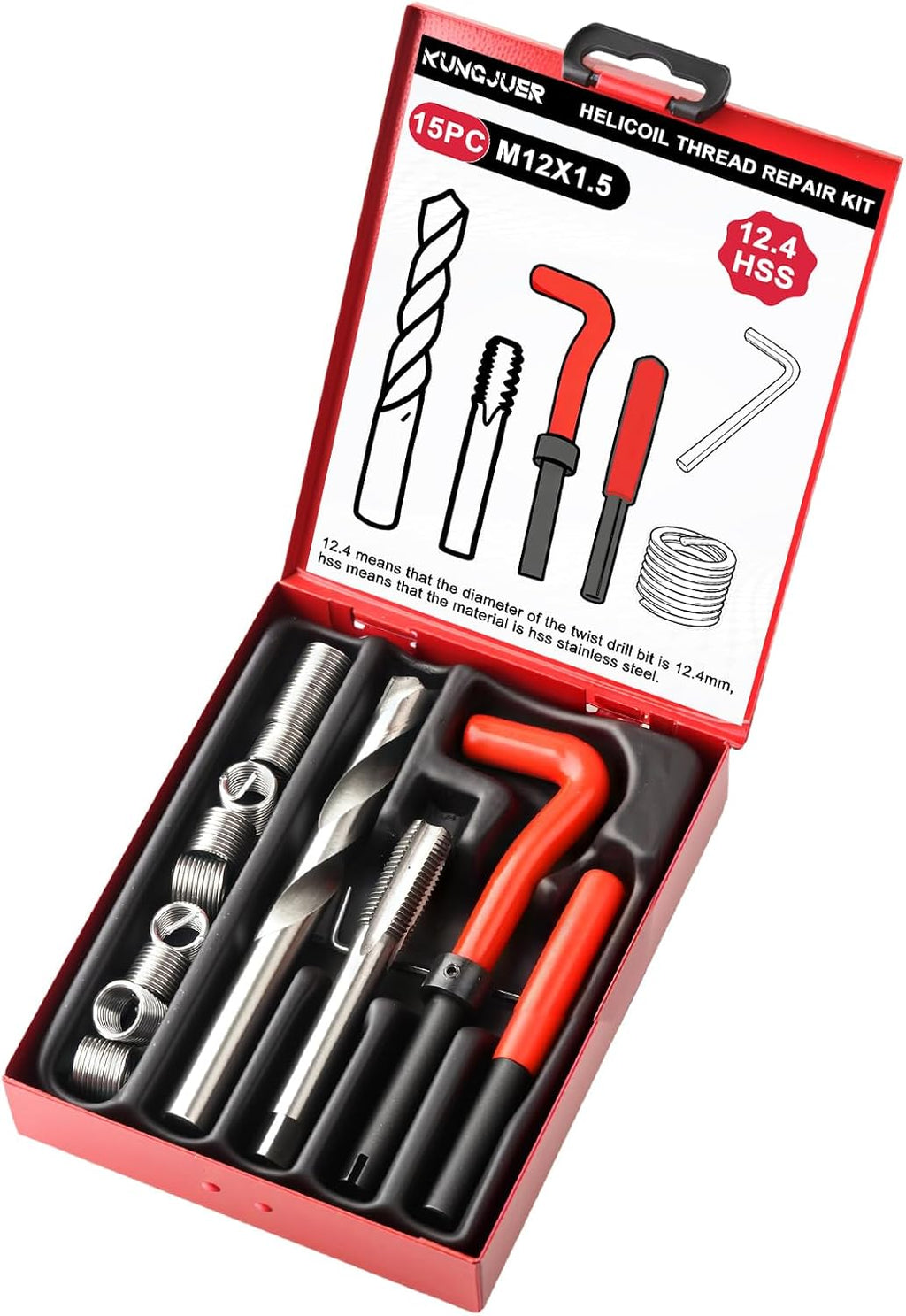 Helicoil Metric Thread Repair Insert Kit，M12x1.5mm Rethreading