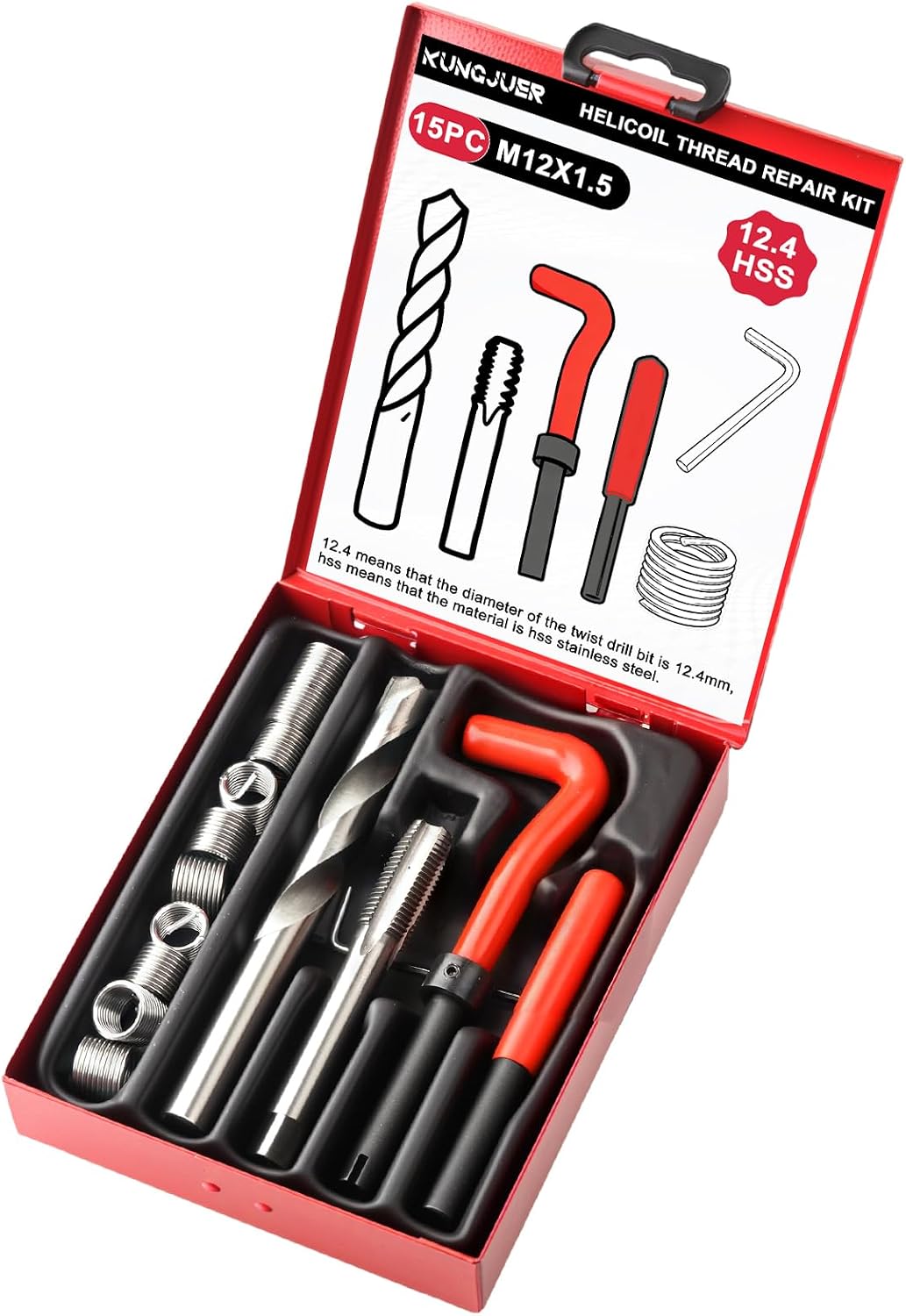 Helicoil Metric Thread Repair Insert Kit，M12x1.5mm Rethreading
