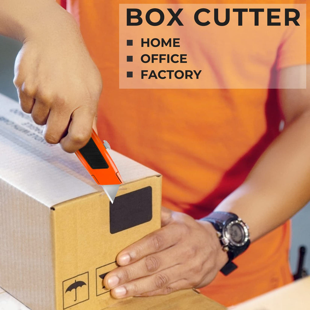 Box Cutter, 2 Pack Utility Knife, Orange Box Cutter Retractable