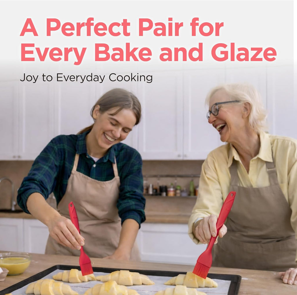 WaltzGrip Platinum Silicone Basting Pastry Brush: Set of 2 Heat-Resistant Brushes Utensils for Cooking, Baking