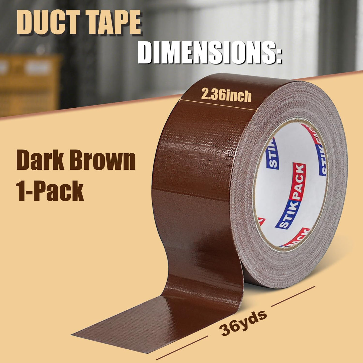 Heavy Duty Brown Duct Tape 2.36 Inches x 108 Feet, 1 Roll