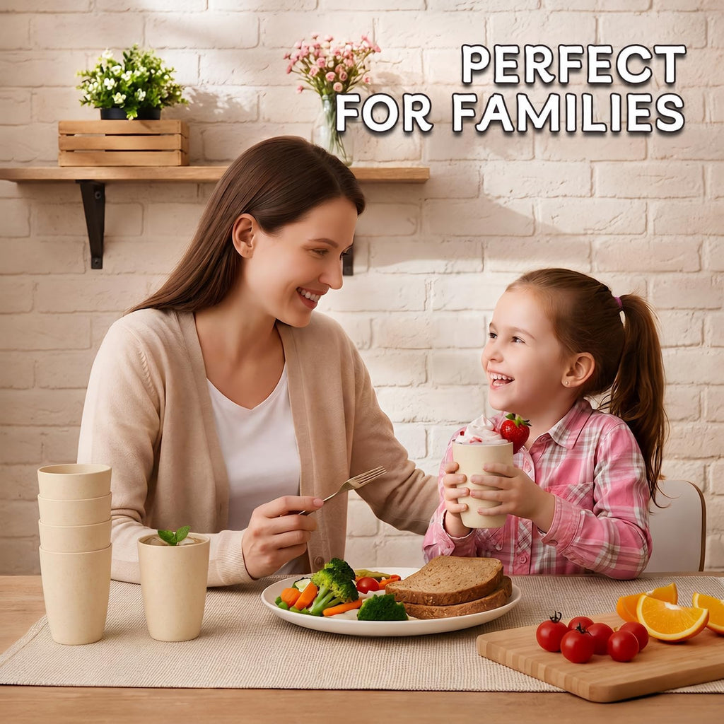 Wheat Straw Cups 6 PCS Good Alternative to Plastic Reusable Cups 12 oz Unbreakable Drinking Cup Reusable Dishwasher