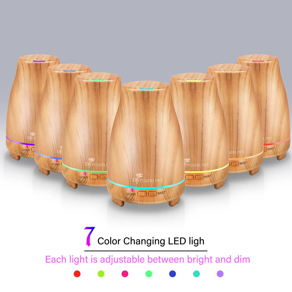 Essential Oil Diffusers 200ML Diffuser Remote Control Aromatherapy Diffuser with 7 Color Lights, Auto Shut-Off for